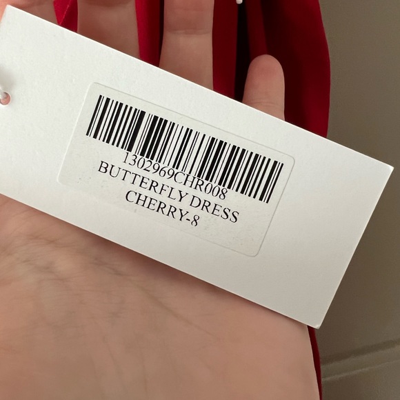Reformation Butterfly Dress in Cherry Red - Picture 12 of 14